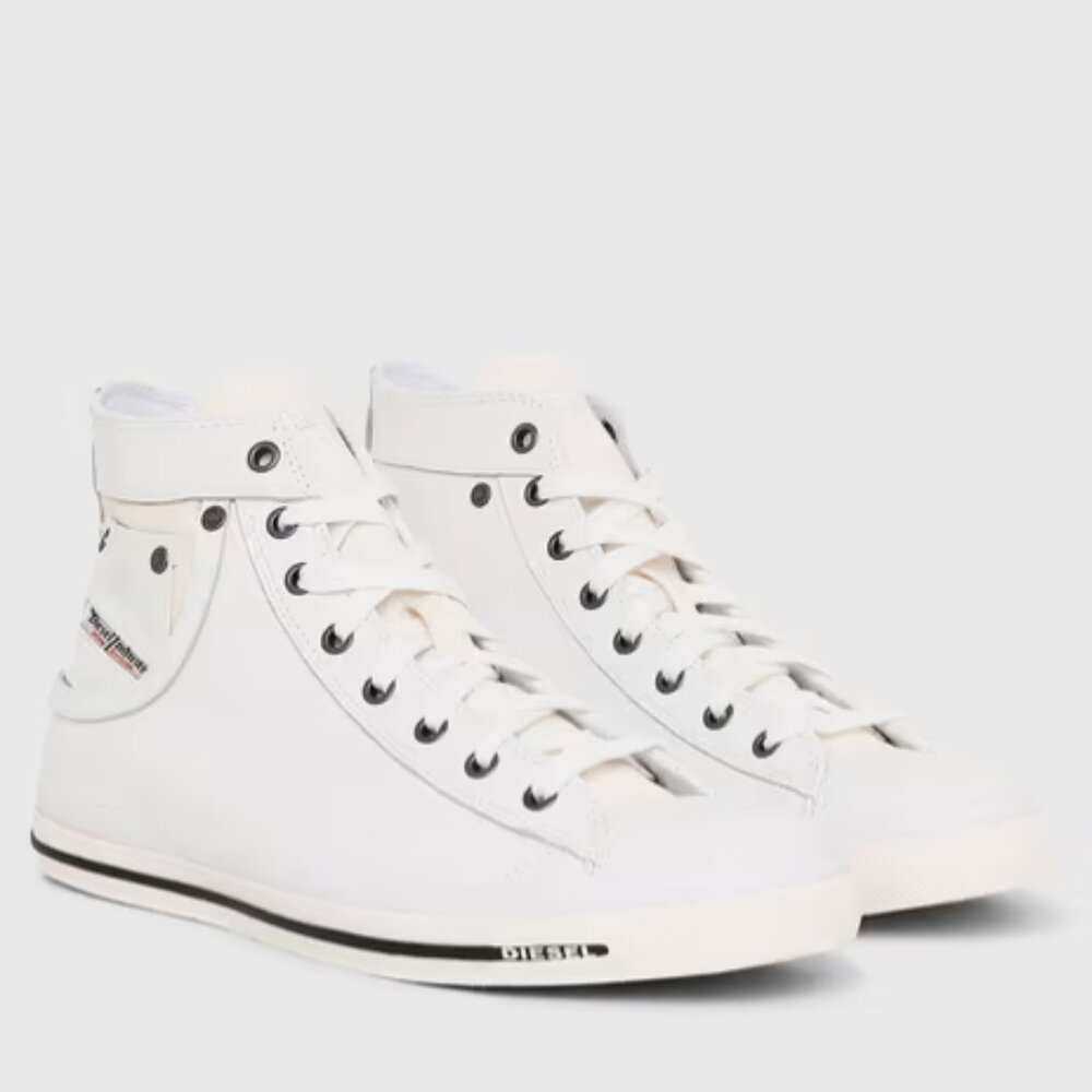 DIESEL "Magnete Exposure Iv W" Woman's White Leather Sneakers 7.5